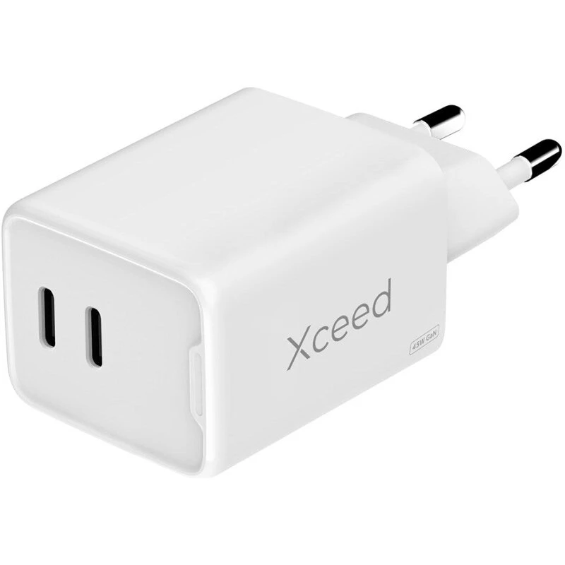 Xceed 45W GaN vægoplader 2x USB-C – hvid