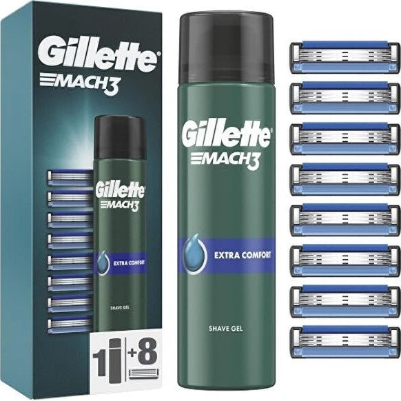 Gillette Mach3 Extra Comfort Barbergelsæt (8 stk) - 200 ml