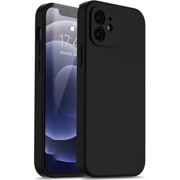 iPhone 12 Mat Sort Cover med Ekstra Kamerabeskytter