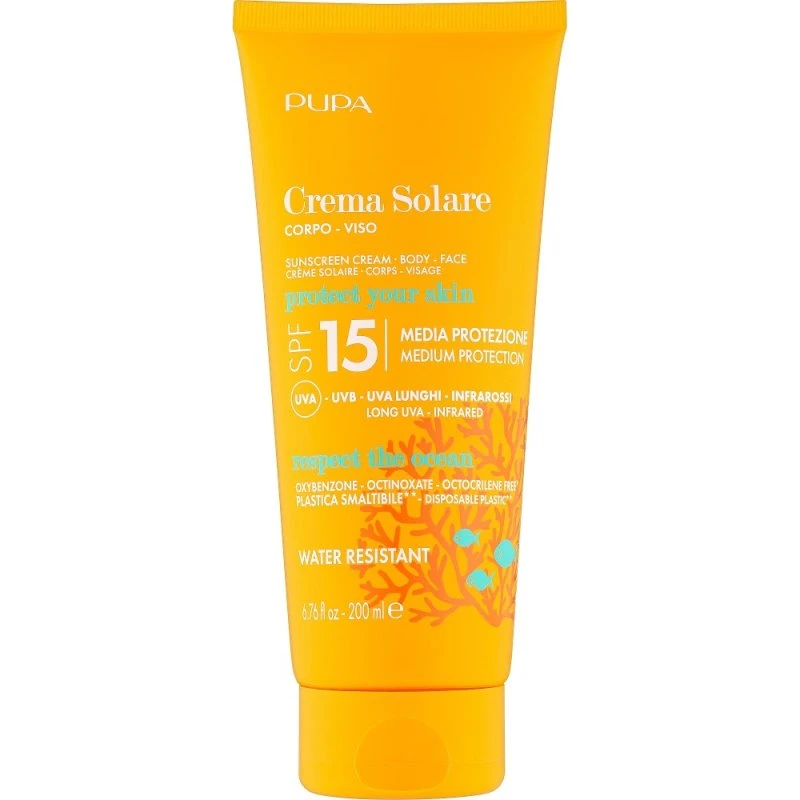 Pupa Sunscreen Cream SPF 15 - Solcreme til ansigt og krop, 200 ml