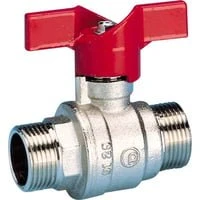 Pettinaroli Kuglehane med T-greb, 1/2" Nippel/Nippel, Messing