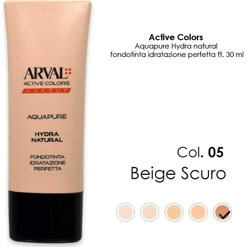 ARVAL AQUAPURE Hydra-natural Foundation nr. 05 Mørk Beige 30ml