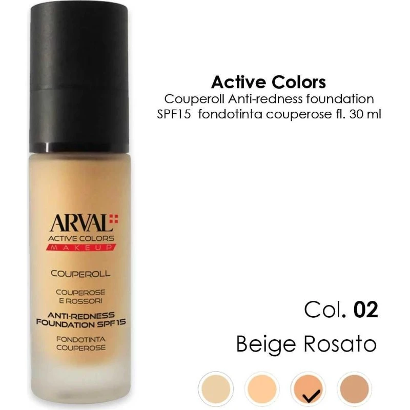 Arval Couperoll Anti-redness Foundation SPF15, 30 ml, Farve 02