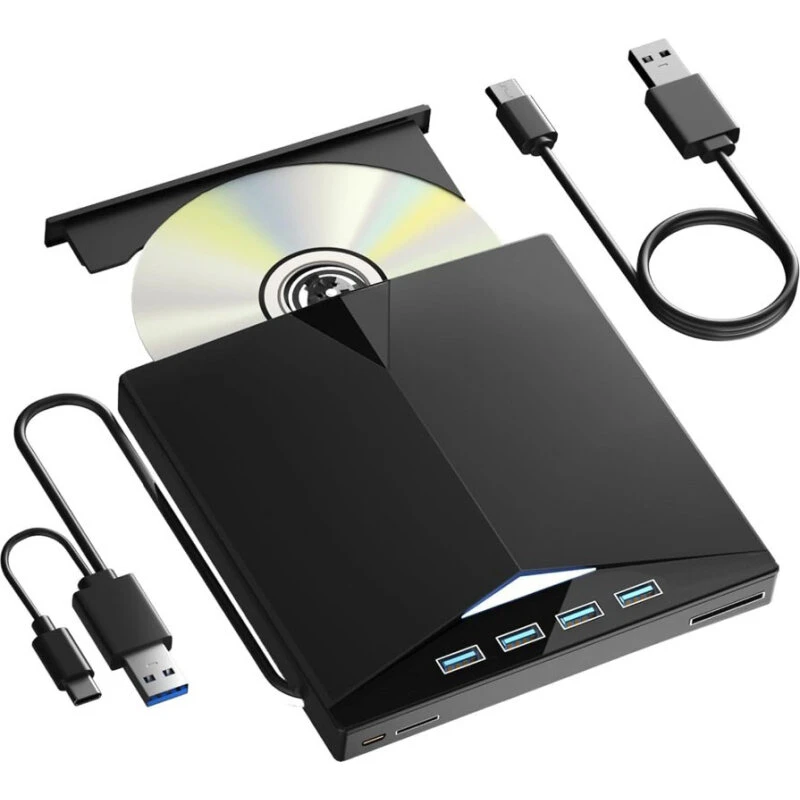 Hirucy USB 3.0 Type-C 7-i-1 Ekstern DVD RW