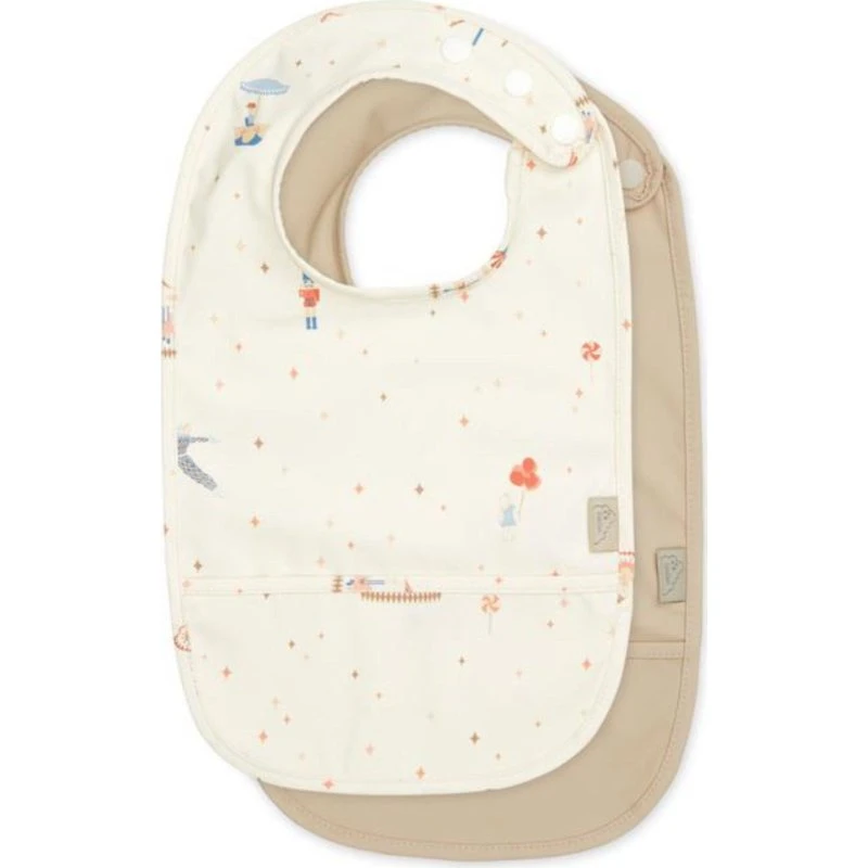 Cam Cam Copenhagen Carousel Hagesmæk m. lomme, 2-pak (hvid/brun)