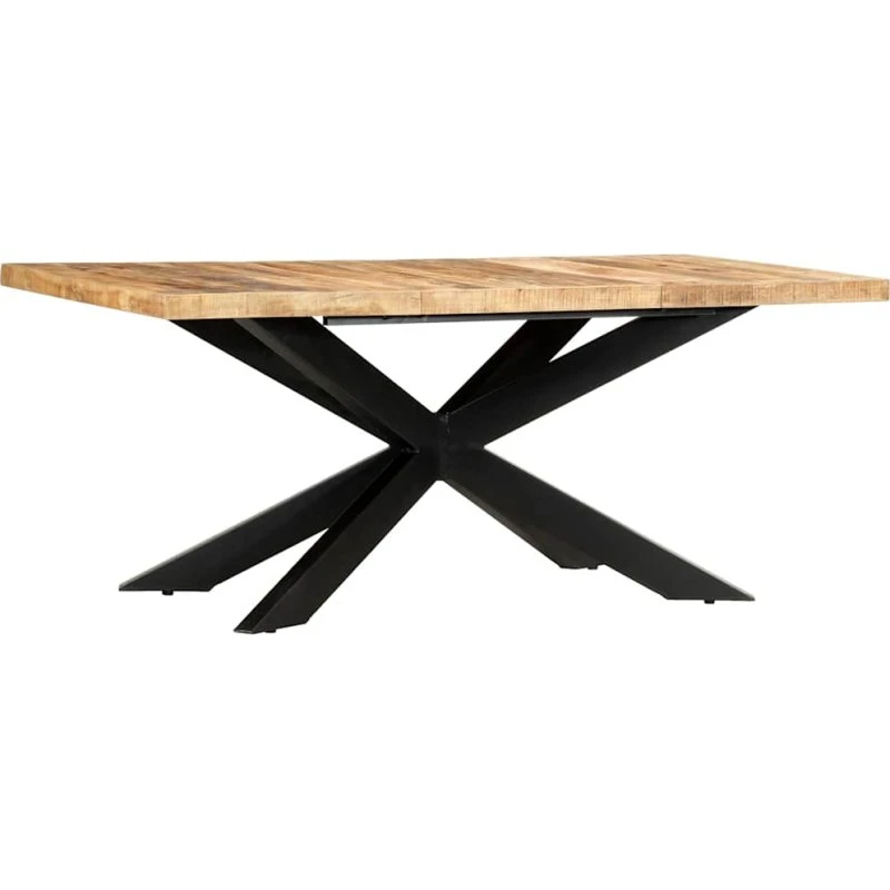 vidaXL Spisebord i massivt ru mangotræ, 180 x 90 x 76 cm