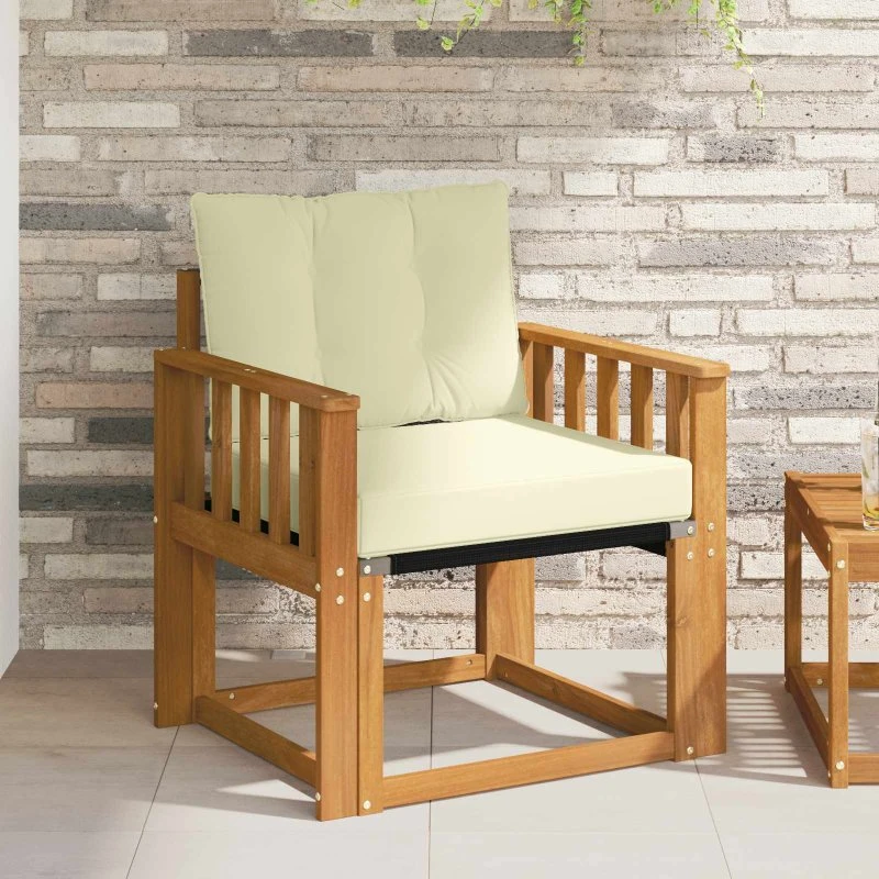vidaXL Udendørs sofa i massivt akacietræ - Naturlig & Fløde