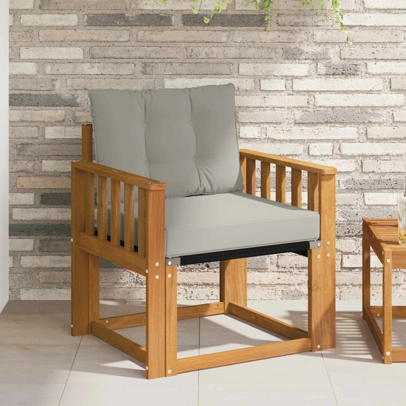 vidaXL Udendørs sofa i massivt akacietræ - Naturlig/Lys grå