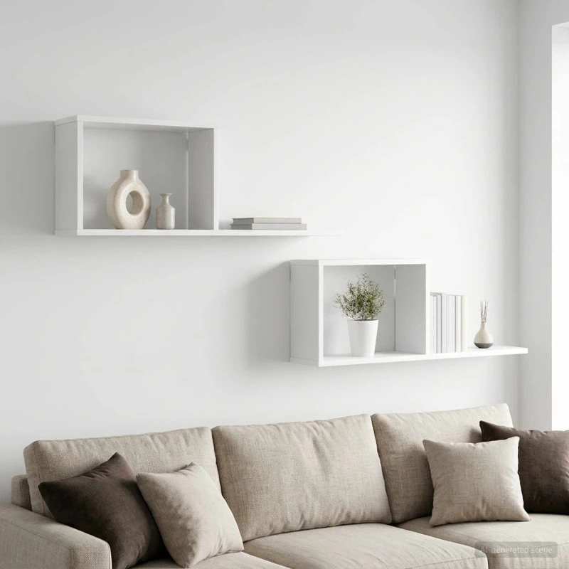 vidaXL Svævehylder 2 stk. Hvid 80 x 15 x 30 cm