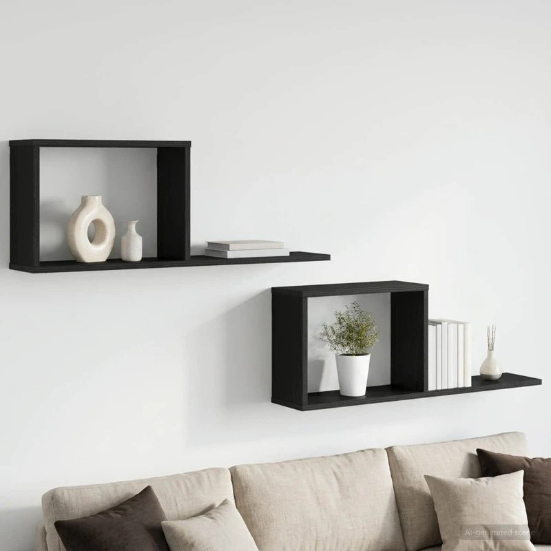 vidaXL Svævehylder 2 stk. Sort eg 80x15x30 cm