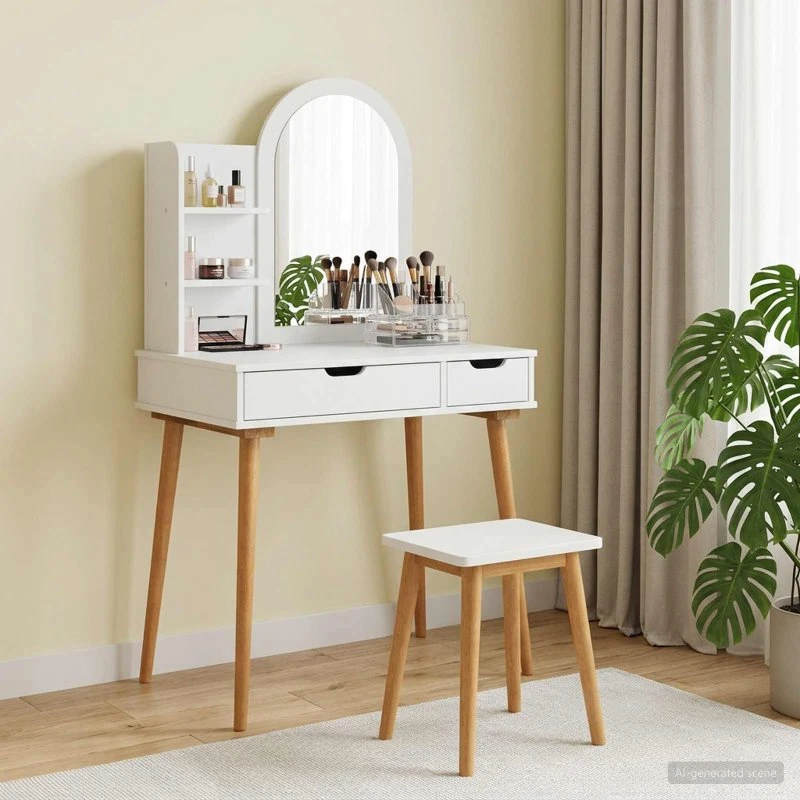 vidaXL Makeupbord Sæt FAUSKE Hvid 76 x 50 x 143 cm