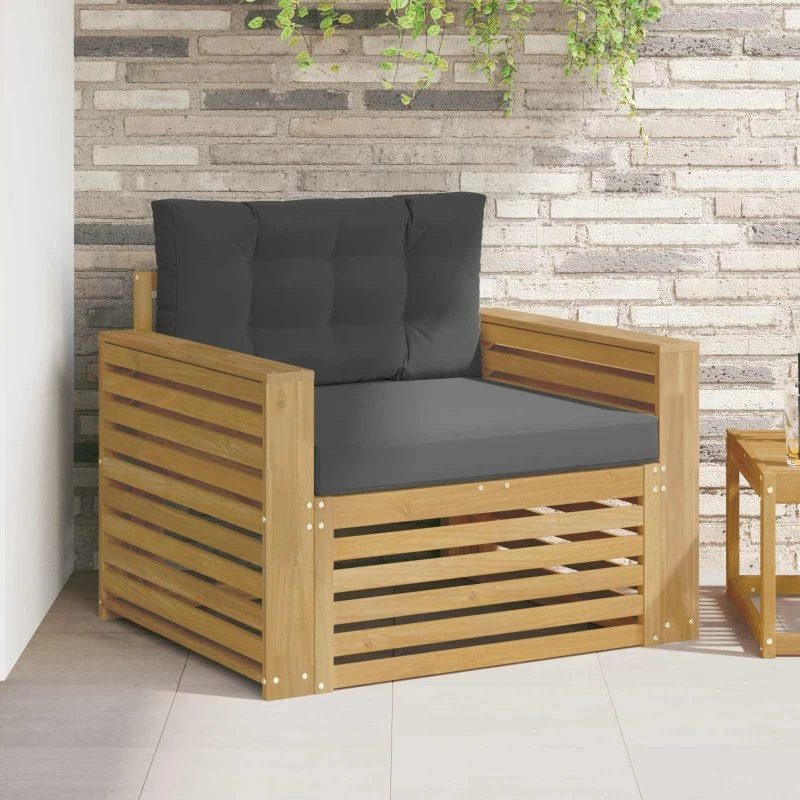 vidaXL Udendørs sofa i massivt akacietræ - Hvid/Antracit