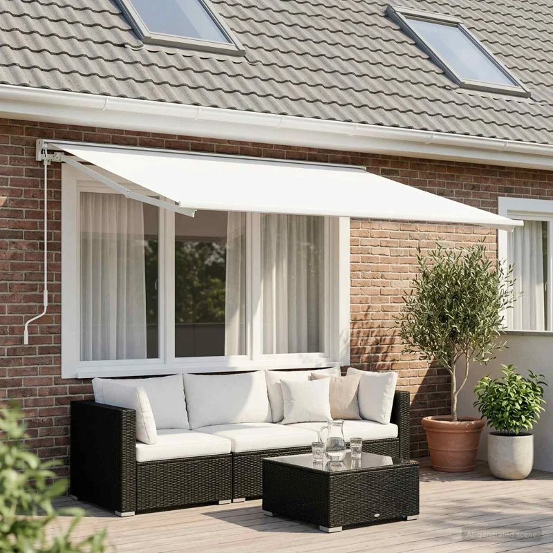 vidaXL Reservedug til markise, hvid polyester, 600 × 350 cm