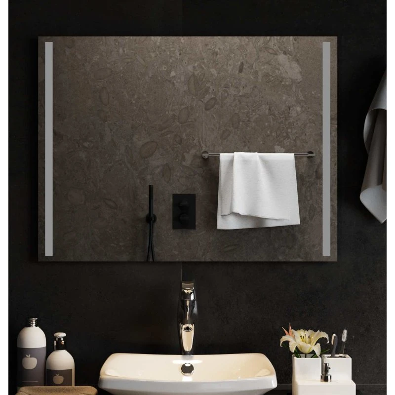 vidaXL LED badeværelsesspejl 80 x 60 cm i hærdet glas