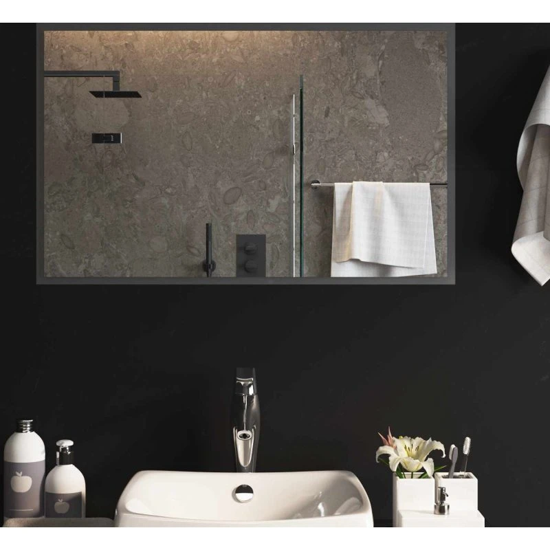 vidaXL LED badeværelsesspejl 80 x 50 cm i hærdet glas