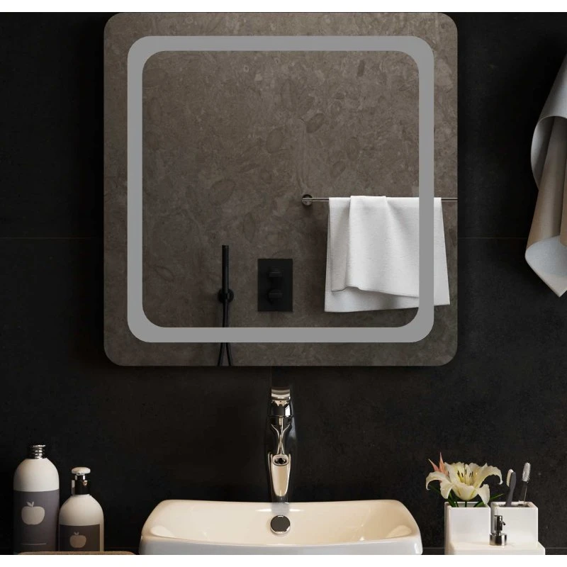 vidaXL LED badeværelsesspejl 60 x 60 cm i hærdet glas