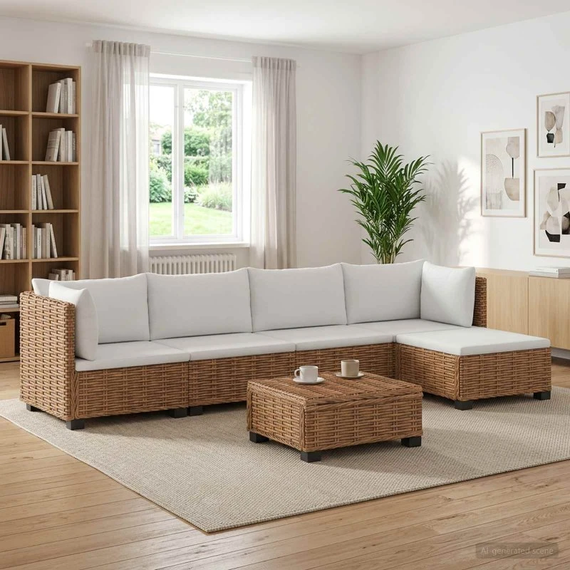 vidaXL 6-delt Rattan Loungesæt GENDT med Puder