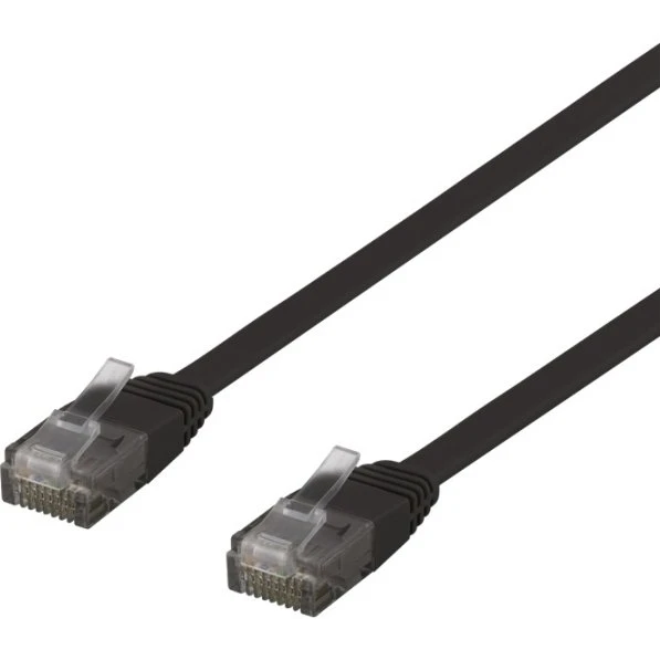 DELTACO Cat6 Flat Patchkabel, 0,3m, Sort