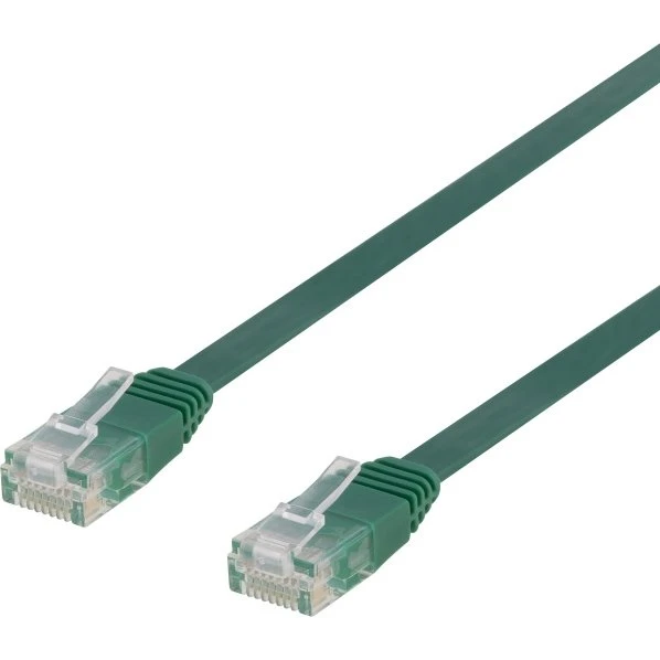 DELTACO Cat6 Flat Patchkabel, 0.5m, Grøn