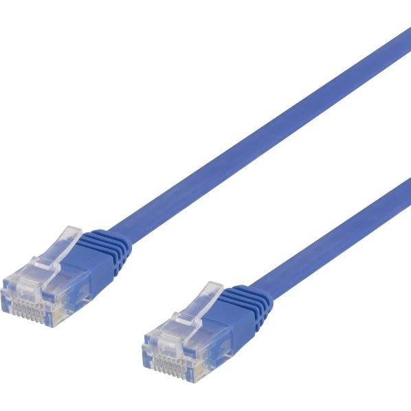 DELTACO Cat6 Flat Patchkabel, 0.5m, Blå