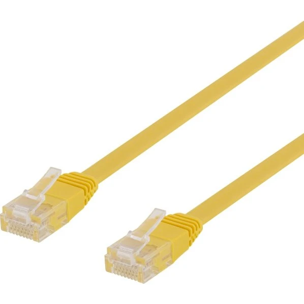 DELTACO Cat6 fladt patchkabel, 1,5m, gul, 250MHz