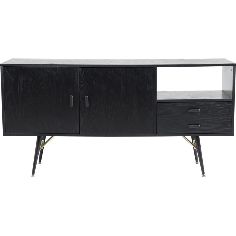 Venture Design Gold skænk - Sort finer med messingdetaljer, 160x80 cm