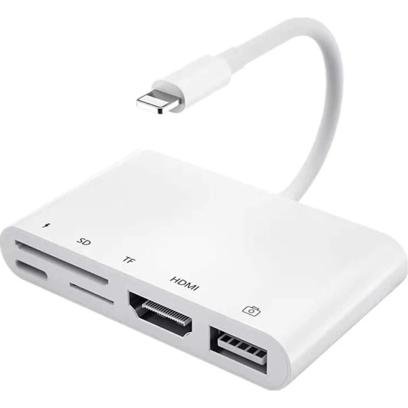 NÖRDIC Lightning 5-i-1 Adapter med HDMI, USB 3.1 og SD/TF