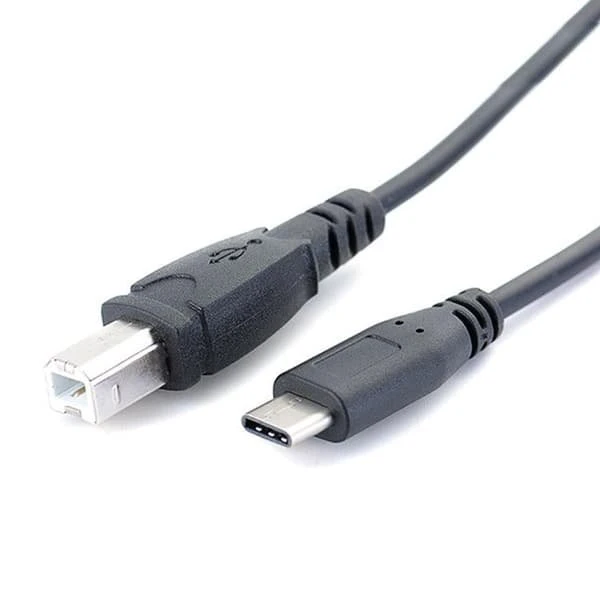 NÖRDIC USB-C til USB 2.0 B-datakabel, 1m, Sort