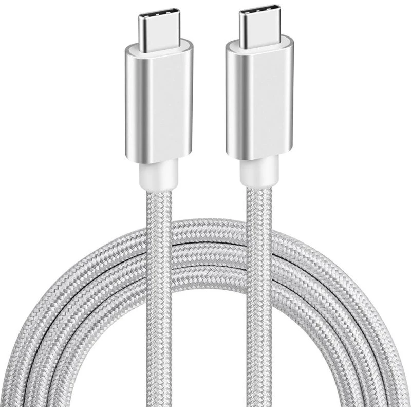 NÖRDIC USB-C til USB-C 2m Nylon Braid 60W PD Hvid