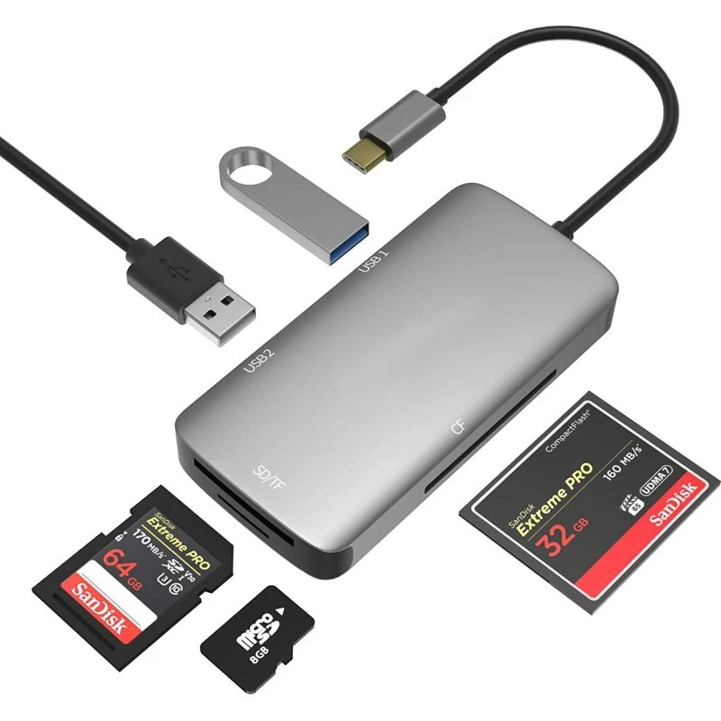 NÖRDIC 1 til 5 USB-C Adapter med SD, CF og 2x USB 3.0