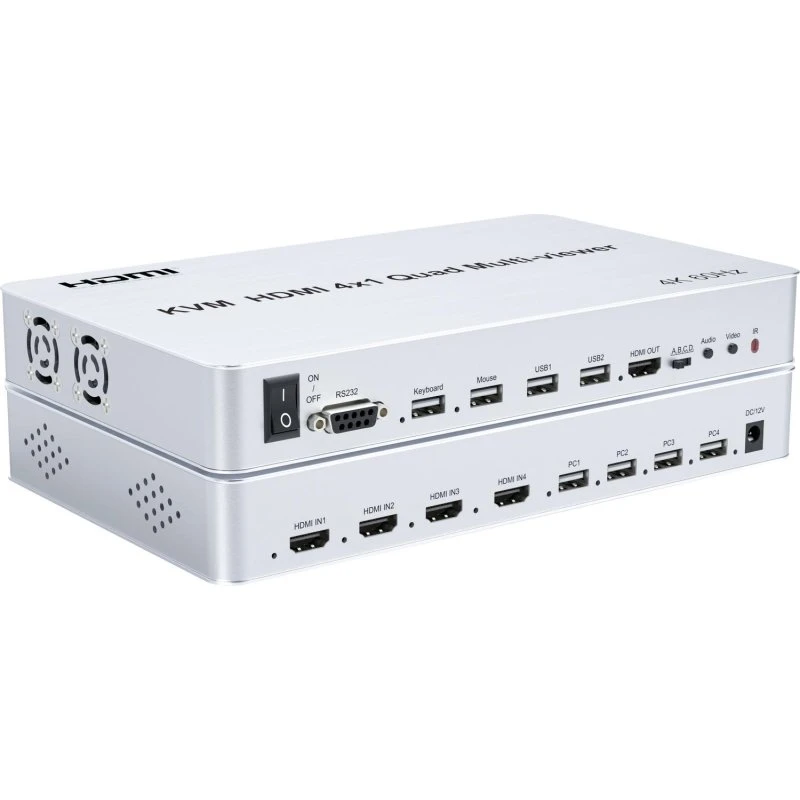 NÖRDIC KVM Switch 4xPC til 1xHDMI 4K 60Hz Quad Multi-Viewer