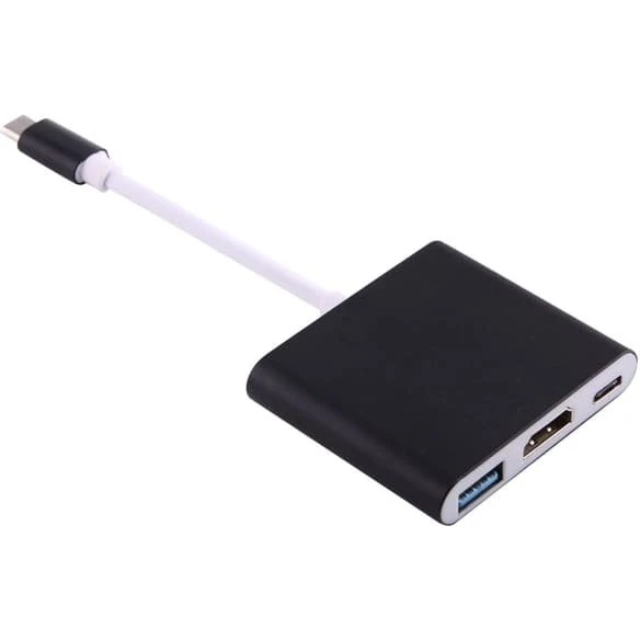 Adapter USB-C til HDMI, USB-A og USB-C - Sort