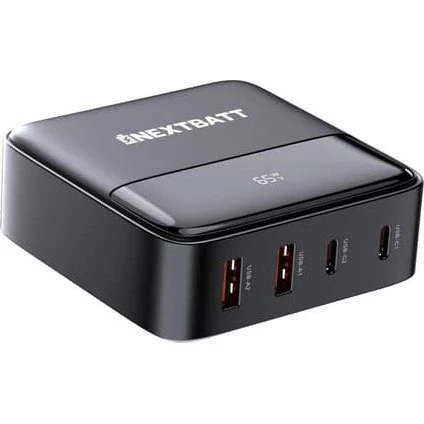 NEXTBATT 65W GaN Multi USB-oplader (2x USB-C & 2x USB-A)