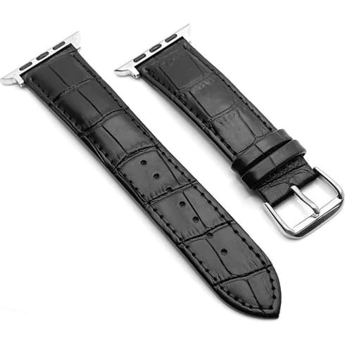 SKALO Læderrem med krokodillemønster til Apple Watch Series 11 42mm