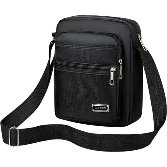 SKALO Vertikal Crossbodytaske i Oxfordstof - Sort