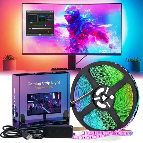 PC Sync RGBIC LED Strip til 32" Skærm – Gaming Ambilight