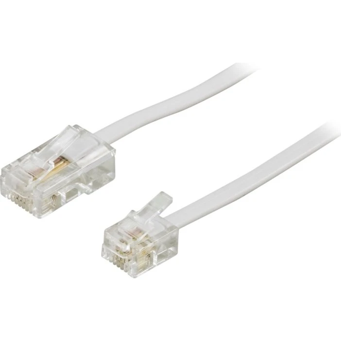 Deltaco Telefonkabel RJ-45 til RJ-11, 3 m, Hvid