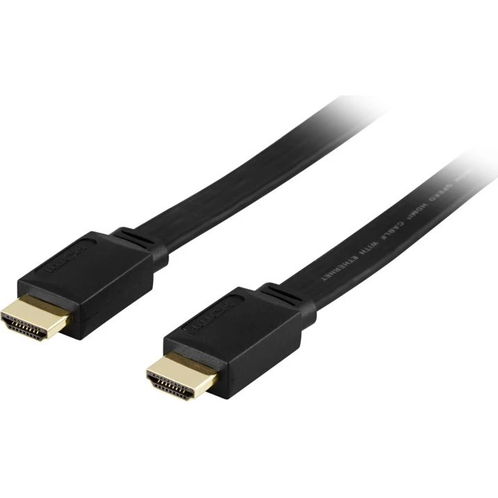 DELTACO Fladt HDMI Kabel, High Speed med Ethernet, 5m, Sort