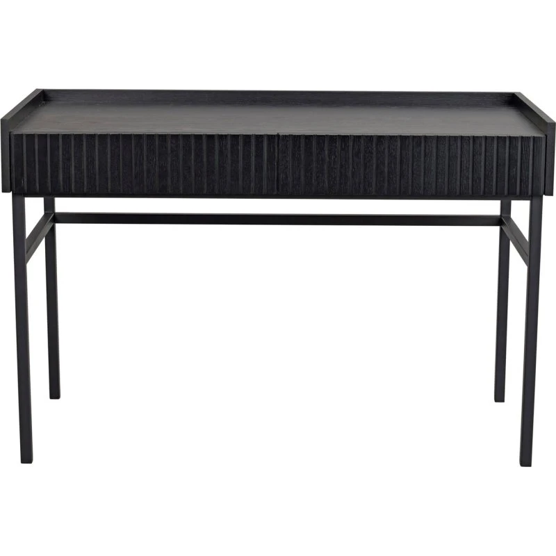Rowico Halifax skrivebord i sort egfinér med skuffer, 120x61 cm