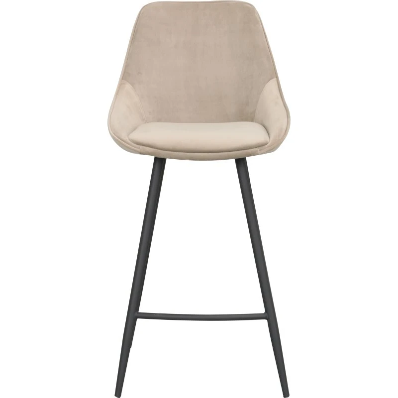 Rowico Sierra barstol i beige velour med sort metalstel, H97 cm