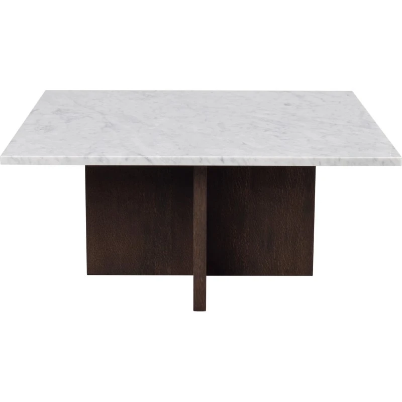 Rowico Brooksville sofabord i hvid marmor og egefinér, 90x90 cm