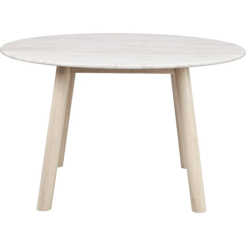 Rowico Taransay spisebord, rund - beige travertin & hvidvasket eg (Ø125)