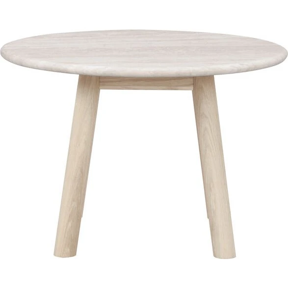 Rowico Taransay sofabord, rund i travertin og hvidvasket eg, Ø60 cm
