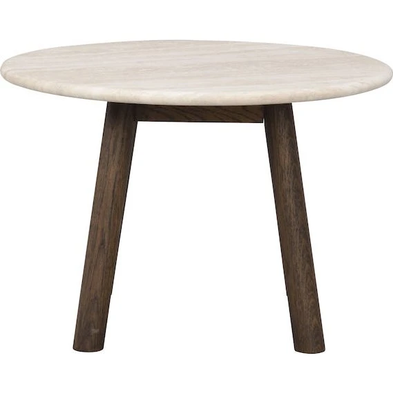Rowico Taransay sofabord i travertin og egetræ, Ø60 cm