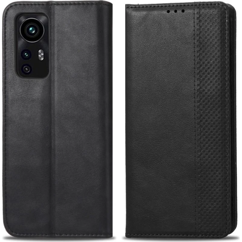 Vintage tegnebogstaske til Xiaomi 12/12X - Sort PU-læder