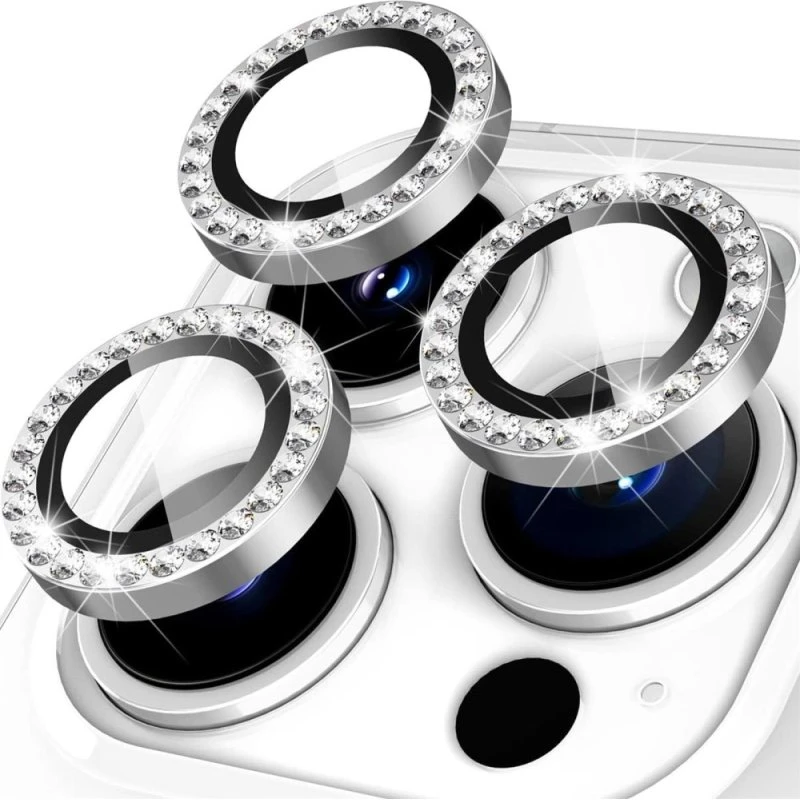 Glitter Kamera Linsebeskytter til iPhone 15 Pro / 15 Pro Max - Sort
