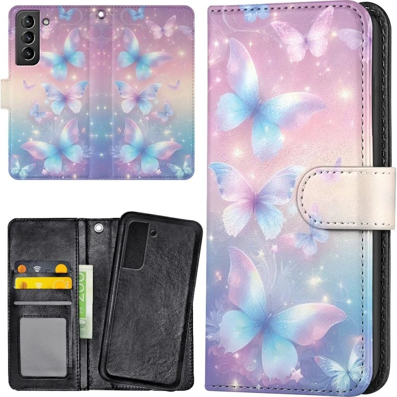 Samsung Galaxy S21 FE 5G Cover med Butterfly-mønster og Pung