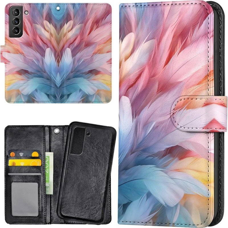 Samsung Galaxy S22 Cover Feathers - Pungcover med kortholder