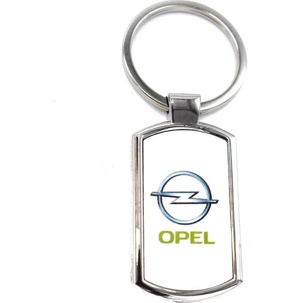 OPEL Nøglering i stål - Sølv, 42 mm x 25 mm