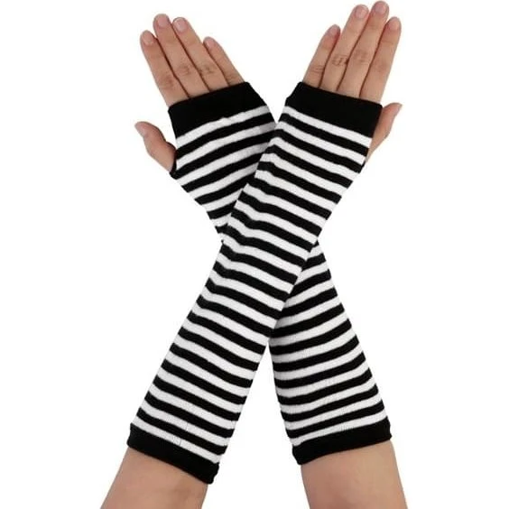 Randiga stribede håndvarmere - Unisex med tommelfingerhul